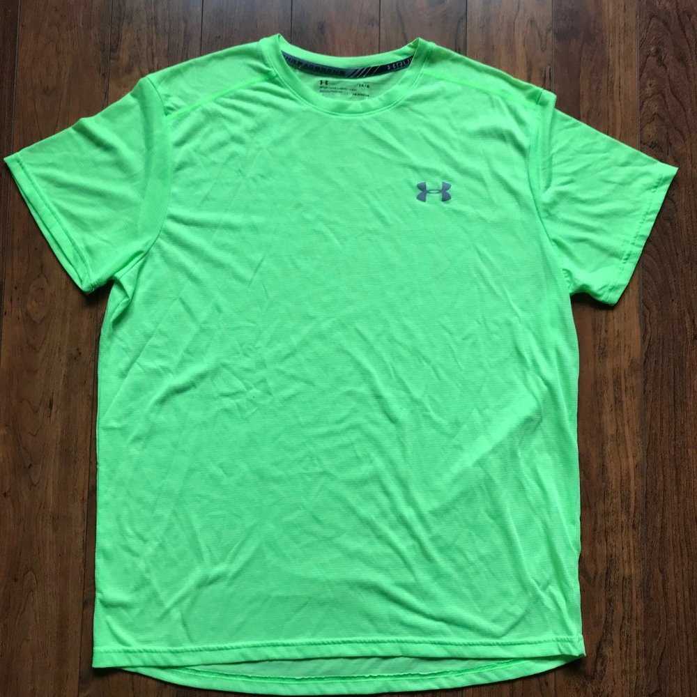 Men Under Armour T-Shirt Heatgear Fitted Size L Color Green